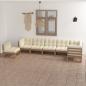 Preview: ARDEBO.de - 7-tlg. Garten-Lounge-Set mit Kissen Massivholz Kiefer