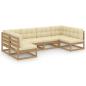 Preview: 6-tlg Garten-Lounge-Set mit Kissen Honigbraun Massivholz Kiefer