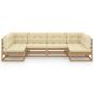 Preview: 6-tlg Garten-Lounge-Set mit Kissen Honigbraun Massivholz Kiefer