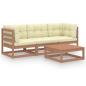 Preview: ARDEBO.de - 4-tlg. Garten-Lounge-Set mit Kissen Kiefer Massivholz