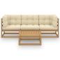 Preview: 4-tlg. Garten-Lounge-Set mit Kissen Kiefer Massivholz