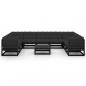 Preview: 10-tlg. Garten-Lounge-Set mit Kissen Schwarz Massivholz Kiefer