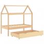 Preview: Kinderbett mit Schublade Massivholz Kiefer 70x140 cm