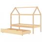 Preview: Kinderbett mit Schublade Massivholz Kiefer 80x160 cm