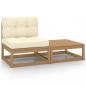 Preview: ARDEBO.de - 2-tlg. Garten-Lounge-Set Kissen Honigbraun Massivholz Kiefer