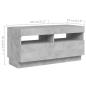 Preview: TV-Schrank mit LED-Leuchten Betongrau 260x35x40 cm