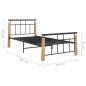 Preview: Bettgestell Metall und Massivholz Eiche 90x200 cm