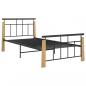 Preview: Bettgestell Metall und Massivholz Eiche 100x200 cm