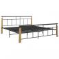 Preview: Bettgestell Metall und Massivholz Eiche 180x200 cm