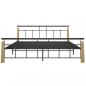 Preview: Bettgestell Metall und Massivholz Eiche 180x200 cm