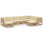 Preview: 9-tlg Garten-Lounge-Set mit Kissen Honigbraun Massivholz Kiefer
