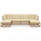 Preview: 6-tlg Garten-Lounge-Set mit Kissen Honigbraun Massivholz Kiefer