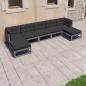Preview: ARDEBO.de - 7-tlg. Garten-Lounge-Set mit Kissen Grau Massivholz Kiefer