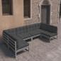 Preview: ARDEBO.de - 6-tlg. Garten-Lounge-Set mit Kissen Grau Massivholz Kiefer