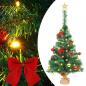 Preview: ARDEBO.de - Künstlicher Weihnachtsbaum mit Beleuchtung & Kugeln Grün 64 cm
