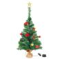 Preview: Künstlicher Weihnachtsbaum mit Beleuchtung & Kugeln Grün 64 cm