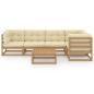 Preview: 6-tlg. Garten-Lounge-Set mit Kissen Kiefer Massivholz