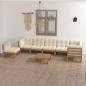 Preview: ARDEBO.de - 8-tlg. Garten-Lounge-Set mit Kissen Massivholz Kiefer