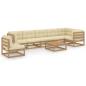 Preview: 8-tlg. Garten-Lounge-Set mit Kissen Massivholz Kiefer