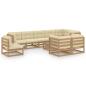 Preview: 10-tlg. Garten-Lounge-Set mit Kissen Massivholz Kiefer