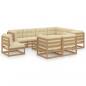 Preview: ARDEBO.de - 10-tlg. Garten-Lounge-Set mit Kissen Honigbraun Massivholz
