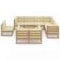 Preview: 10-tlg. Garten-Lounge-Set mit Kissen Honigbraun Massivholz