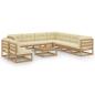 Preview: ARDEBO.de - 10-tlg. Garten-Lounge-Set mit Kissen Honigbraun Massivholz