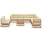 Preview: 10-tlg. Garten-Lounge-Set mit Kissen Honigbraun Massivholz