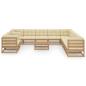 Preview: 12-tlg. Garten-Lounge-Set mit Kissen Honigbraun Massivholz