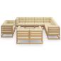 Preview: 12-tlg. Garten-Lounge-Set mit Kissen Honigbraun Massivholz