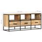 Preview: TV-Schrank 110x30x45 cm Raues Mangoholz