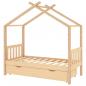 Preview: Kinderbett mit Schublade Massivholz Kiefer 80x160 cm