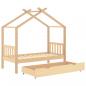 Preview: Kinderbett mit Schublade Massivholz Kiefer 80x160 cm