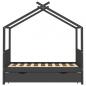 Preview: Kinderbett mit Schublade Dunkelgrau Massivholz Kiefer 80x160 cm