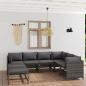 Preview: 8-tlg. Garten-Lounge-Set mit Kissen Poly Rattan Grau