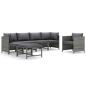 Preview: 7-tlg. Garten-Lounge-Set mit Kissen Poly Rattan Grau