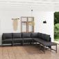 Preview: 7-tlg. Garten-Lounge-Set mit Kissen Poly Rattan Grau