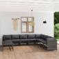 Preview: 11-tlg. Garten-Lounge-Set mit Kissen Poly Rattan Grau
