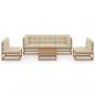 Preview: 6-tlg. Garten-Lounge-Set mit Kissen Kiefer Massivholz