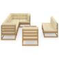 Preview: 9-tlg. Garten-Lounge-Set mit Kissen Massivholz Kiefer