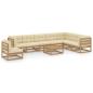 Preview: ARDEBO.de - 9-tlg Garten-Lounge-Set mit Kissen Honigbraun Massivholz Kiefer
