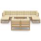 Preview: 10-tlg. Garten-Lounge-Set mit Kissen Honigbraun Massivholz