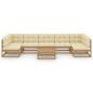 Preview: 8-tlg Garten-Lounge-Set mit Kissen Honigbraun Massivholz Kiefer