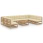 Preview: 10-tlg. Garten-Lounge-Set mit Kissen Honigbraun Massivholz