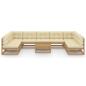 Preview: 10-tlg. Garten-Lounge-Set mit Kissen Honigbraun Massivholz