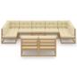 Preview: 10-tlg. Garten-Lounge-Set mit Kissen Honigbraun Massivholz