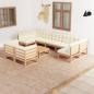 Preview: ARDEBO.de - 10-tlg. Garten-Lounge-Set mit Kissen Honigbraun Massivholz