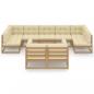 Preview: 10-tlg. Garten-Lounge-Set mit Kissen Honigbraun Massivholz