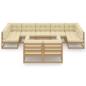 Preview: 10-tlg. Garten-Lounge-Set mit Kissen Honigbraun Massivholz