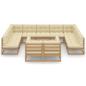 Preview: 12-tlg. Garten-Lounge-Set mit Kissen Honigbraun Massivholz